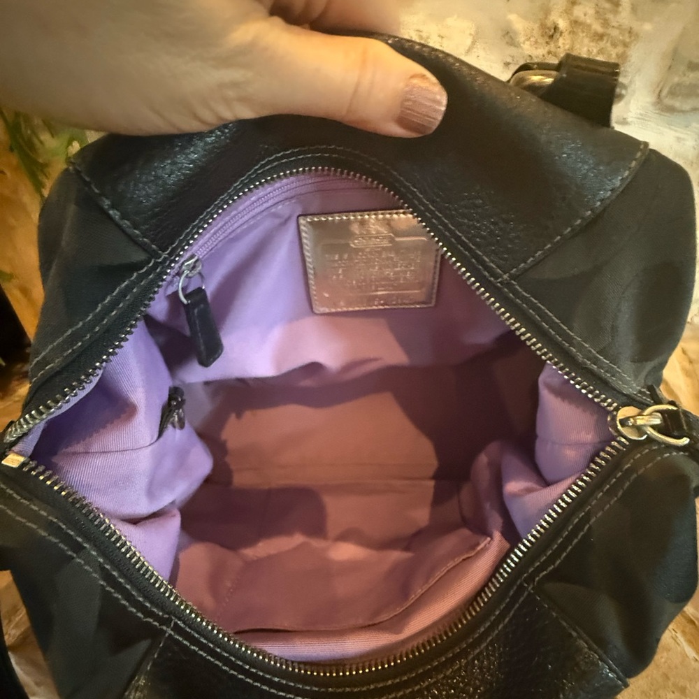 Coach Black Leather and Fabric Satchel - Picture 3 of 5
